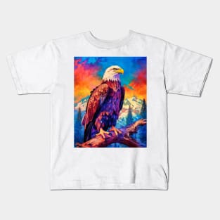 Majestic Eagle Silhouette: Freedom's Colors Kids T-Shirt